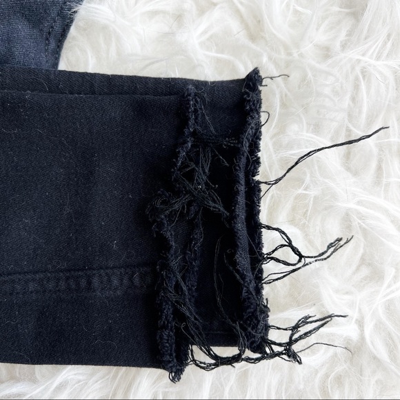 EXPRESS High Waisted Black Ripped Jean Leggings - Picture 3 of 6